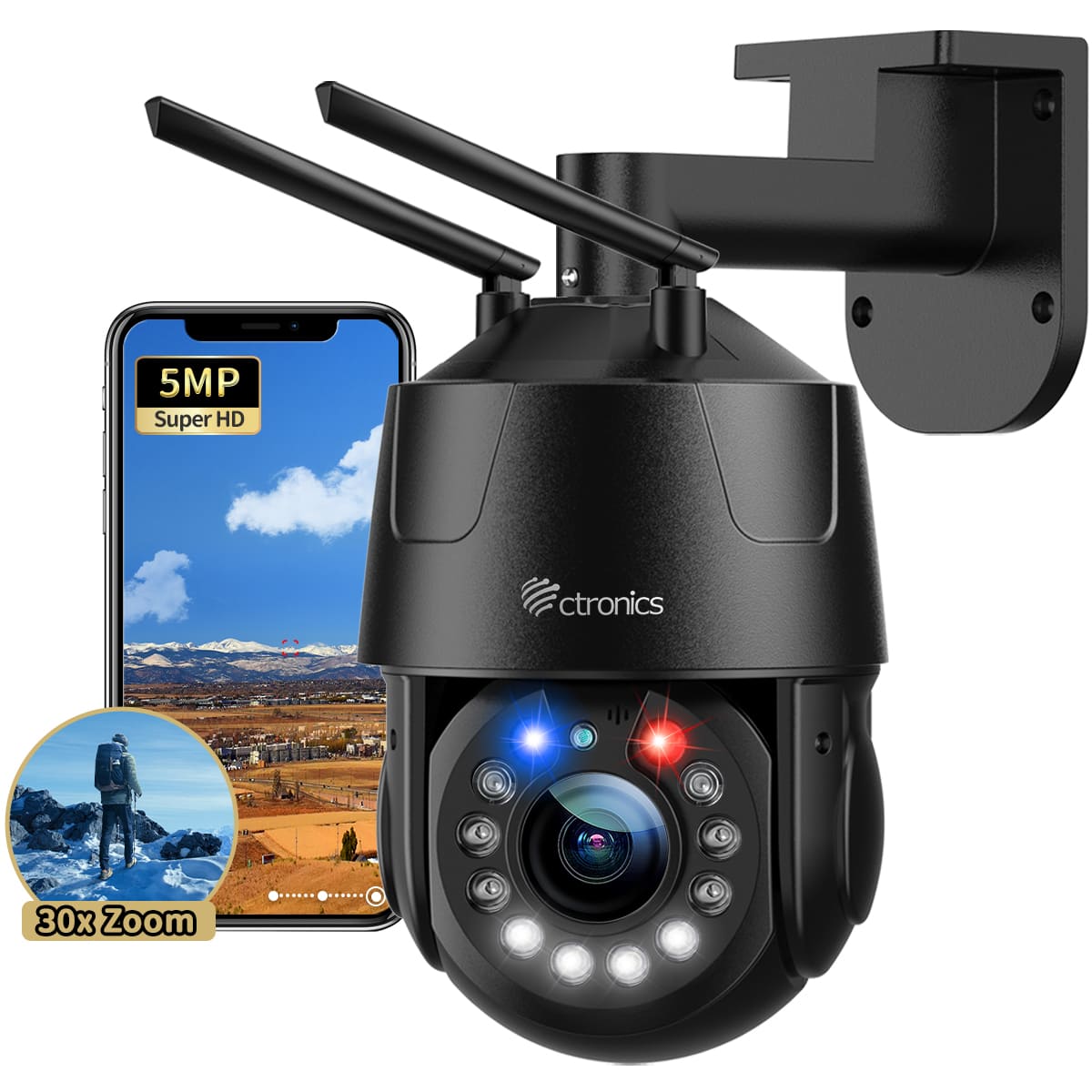 5MP 30X Optischer Zoom Metall Outdoor WiFi Überwachungskamera 5/2.4Ghz Auto Cruise und Zoom - de.ctronics