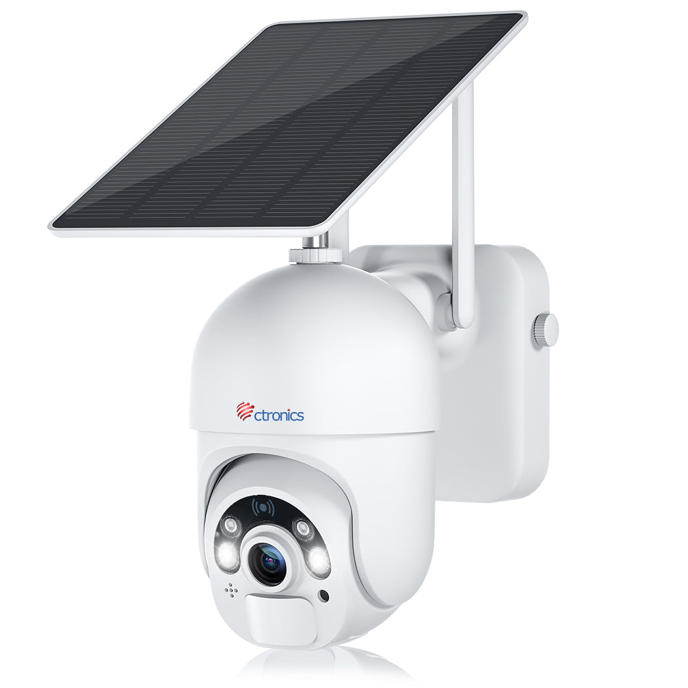 Ctronics Überwachungskamera Aussen WLAN Solar Kabellos, PTZ IP Kamera Outdoor Akku, PIR Erkennung, 25m Farbe Nachtsicht - de.ctronics