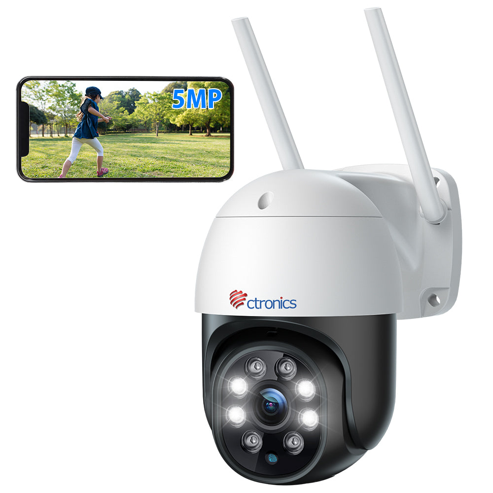 Ctronics 5MP Überwachungskamera Aussen WLAN mit 2.4GHz/5GHz WiFi PTZ 2560x1920P IP Kamera - de.ctronics