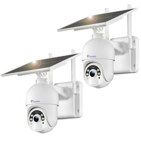 Ctronics 5MP Überwachungskamera Aussen mit 6W Solarpanel, Farbige Nachtsicht mit Spotlight, Solar WLAN Kamera Über PC/Smartphone