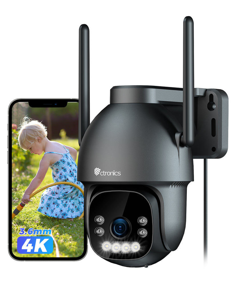 Ctronics 4K Überwachungskamera für den Außenbereich, 8MP Farbnachtsicht, 2,4/5GHz WLAN, Personen/Fahrzeug/Tiererkennung, unterstützt NVR