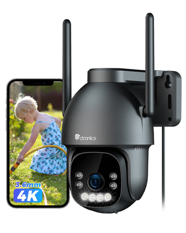 Ctronics 4K Überwachungskamera für den Außenbereich, 8MP Farbnachtsicht, 2,4/5GHz WLAN, Personen/Fahrzeug/Tiererkennung, unterstützt NVR