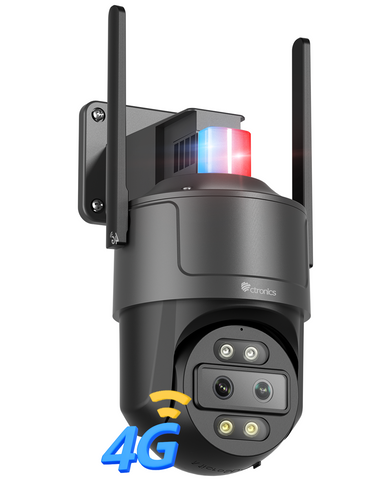 Ctronics 2.5K 4G LTE Überwachungskamera Aussen mit Dual-Objektiv, 10X Hybrid Zoom & Weitwinkel, Auto-Tracking