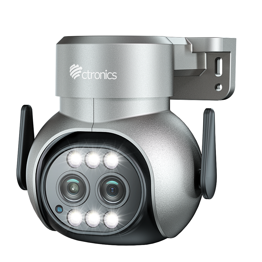 Ctronics 2.5K 4MP Überwachungskamera Aussen mit Dual-Objektiv 2.4/ 5GHz WiFi mit 6X Hybrid-Zoom IP Kamera