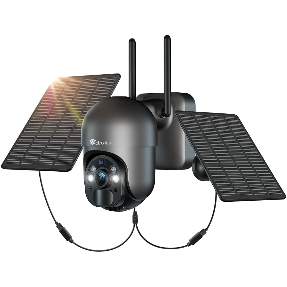 【Kostenlose 64G SD-Karte】Ctronics 5MP Überwachungskamera Aussen mit 6W Solarpanel, Farbige Nachtsicht mit Spotlight,Über PC/Smartphone