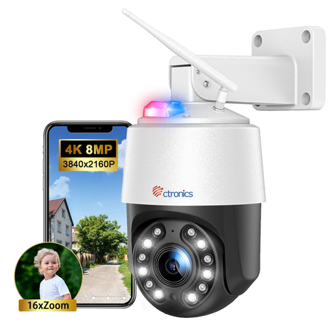 Ctronics 4K 8MP 16X Optical Zoom Outdoor WiFi Surveillance Camera mit Auto Cruise/Tracking/Zoom