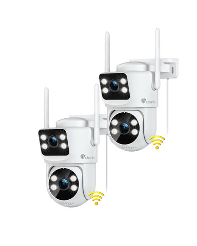 Ctronics Dual-Lens PTZ Überwachungskamera, 2.4/5Ghz WiFi NVR, CCTV Außenkamera, Unterstützt PC/Tablet/Handy