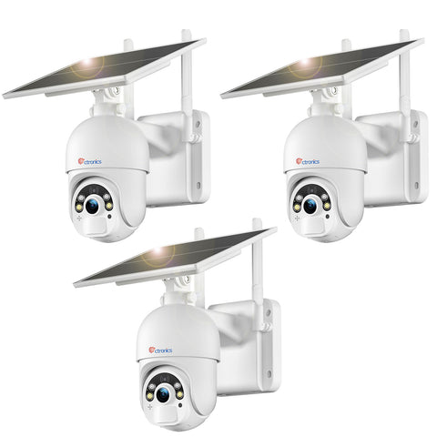 Ctronics 5MP Überwachungskamera Aussen mit 6W Solarpanel, Farbige Nachtsicht mit Spotlight, Solar WLAN Kamera Über PC/Smartphone