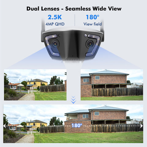 Ctronics 4MP Dual Lens Wired WiFi Outdoor Security Camera mit 180 FOV & Mensch/Fahrzeug/Tier Erkennung