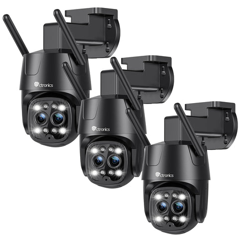 Ctronics 2K 4MP Überwachungskamera Aussen WLAN 2,4GHz/5GHz mit Dual-Objektiv, 6X Hybrid-Zoom