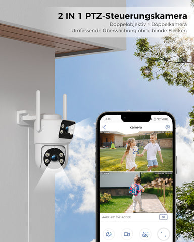Ctronics Dual-Lens PTZ Überwachungskamera, 2.4/5Ghz WiFi NVR, CCTV Außenkamera, Unterstützt PC/Tablet/Handy