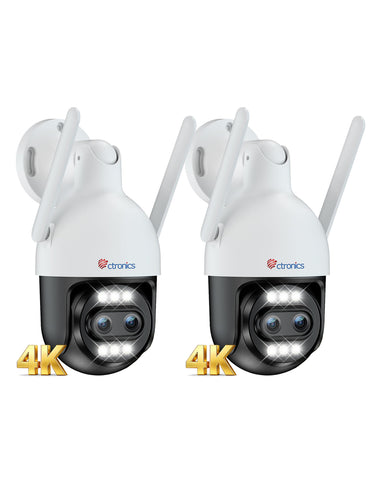 Ctronics 10X Hybrid Zoom 4K Überwachungskamera Aussen Dual-Lens,Auto Track/Personen/Fahrzeug/Tiererkennung, FTP&NVR