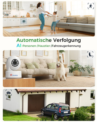 4k 8MP Innen-kamera 2,4/5GHz WIFI,  AI Personen-/Haustiererkennung，360° PTZ , 24/7