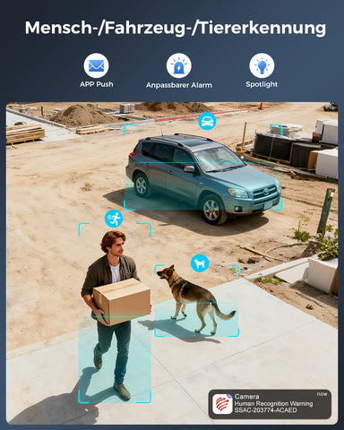 Ctronics 4K 10X Hybrid Zoom Überwachungskamera Aussen mit Personen-/Fahrzeug-/Tiererkennung, Farbnachtsicht 8MP, 2,4/5GHz WiFi,Metal