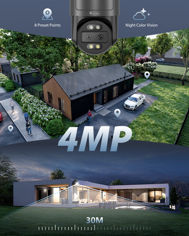 Ctronics 2.5K 4G LTE Überwachungskamera Aussen mit Dual-Objektiv, 10X Hybrid Zoom & Weitwinkel, Auto-Tracking