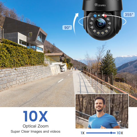4G Cellular Sicherheitskamera mit 10X optischem Zoom & 165FT Farb-Nachtsicht