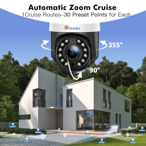 Ctronics 4K 8MP 16X Optical Zoom Outdoor WiFi Surveillance Camera mit Auto Cruise/Tracking/Zoom