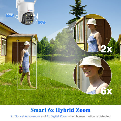 Ctronics 6X Hybrid-Zoom Überwachungskamera Aussen mit Dual-Objektiv