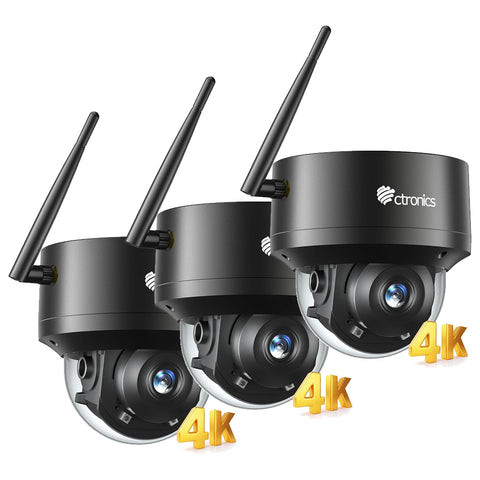 【Kostenlose 64G SD-Karte】Ctronics 4K 8MP Überwachungskamera Ausen WLAN, Erkennung von Personen/Fahrzeugen/Tieren, UHD IR Nachtsicht, Decke/Wand