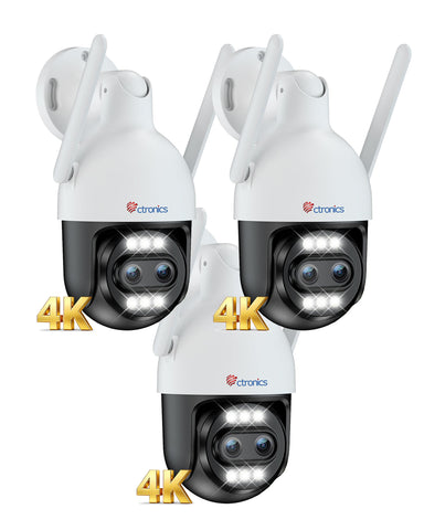 Ctronics 10X Hybrid Zoom 4K Überwachungskamera Aussen Dual-Lens,Auto Track/Personen/Fahrzeug/Tiererkennung, FTP&NVR