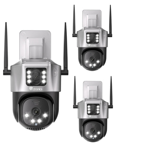 Ctronics Überwachungskamera Aussen WLAN 2.4GHz/5GHz mit Dual-Objektiv Dual-Ansicht PTZ WiFi Kamera