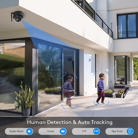 Ctronics 5MP PTZ Überwachungskamera Aussen mit 2,4GHz/5GHz Dualband WiFi, WLAN Dome IP Kamera Outdoor