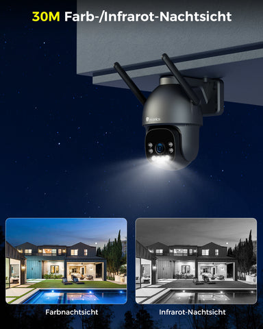 Ctronics 4K Überwachungskamera für den Außenbereich, 8MP Farbnachtsicht, 2,4/5GHz WLAN, Personen/Fahrzeug/Tiererkennung, unterstützt NVR