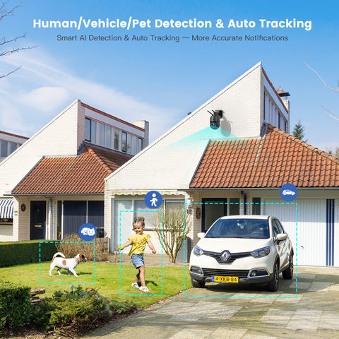 Ctronics 4K 8MP 5X Optischer Zoom Überwachungskamera Outdoor WiFi 2,4/5GHz Personen/Fahrzeug/Tiererkennung Automatische Verfolgung