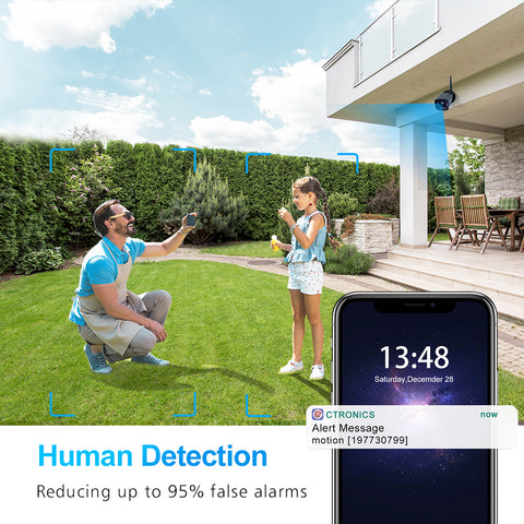 4K 8MP Outdoor-WLAN-Überwachungskamera mit Fahrzeug-/Menschenerkennung und 5-fachem Digitalzoom