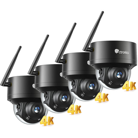 【Kostenlose 64G SD-Karte】Ctronics 4K 8MP Überwachungskamera Ausen WLAN, Erkennung von Personen/Fahrzeugen/Tieren, UHD IR Nachtsicht, Decke/Wand