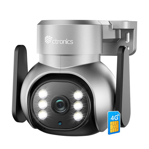ctronics 3G/4G LTE Überwachungskamera Aussen mit SIM Karte, PTZ IP Kamera, 30M Farb-Nachtsicht, 355°/90° Schwenkbar