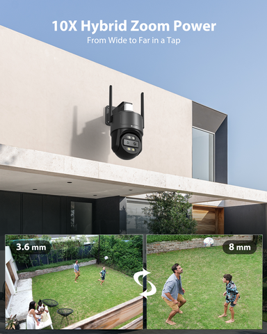 Ctronics 2.5K 4G LTE Überwachungskamera Aussen mit Dual-Objektiv, 10X Hybrid Zoom & Weitwinkel, Auto-Tracking