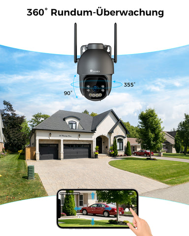 Ctronics 4K Überwachungskamera für den Außenbereich, 8MP Farbnachtsicht, 2,4/5GHz WLAN, Personen/Fahrzeug/Tiererkennung, unterstützt NVR