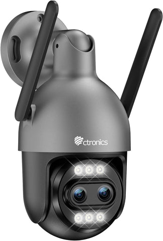 Ctronics 10X Hybrid Zoom 4K Überwachungskamera Aussen Dual-Lens,Auto Track/Personen/Fahrzeug/Tiererkennung, FTP&NVR