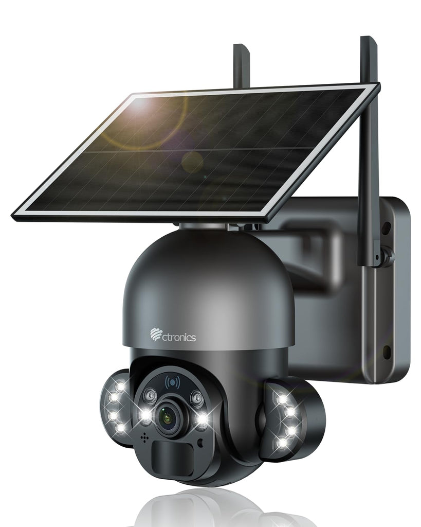 Ctronics 4MP/5MP 100% drahtlose Solarpanel-PTZ-Kamera mit PIR-Sensor zur Personenerkennung