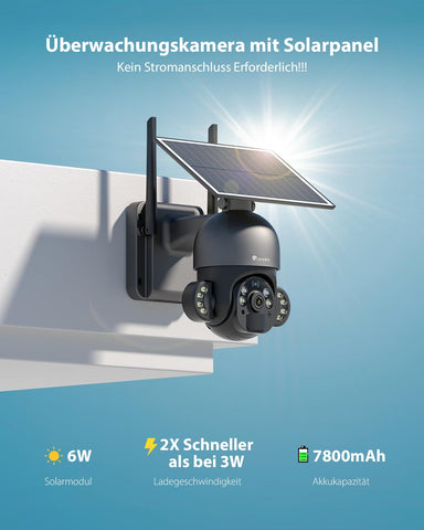 Ctronics Solar Überwachungskamera Aussen - 3K HD, WLAN, Personenerkennung & Farbnachtsicht