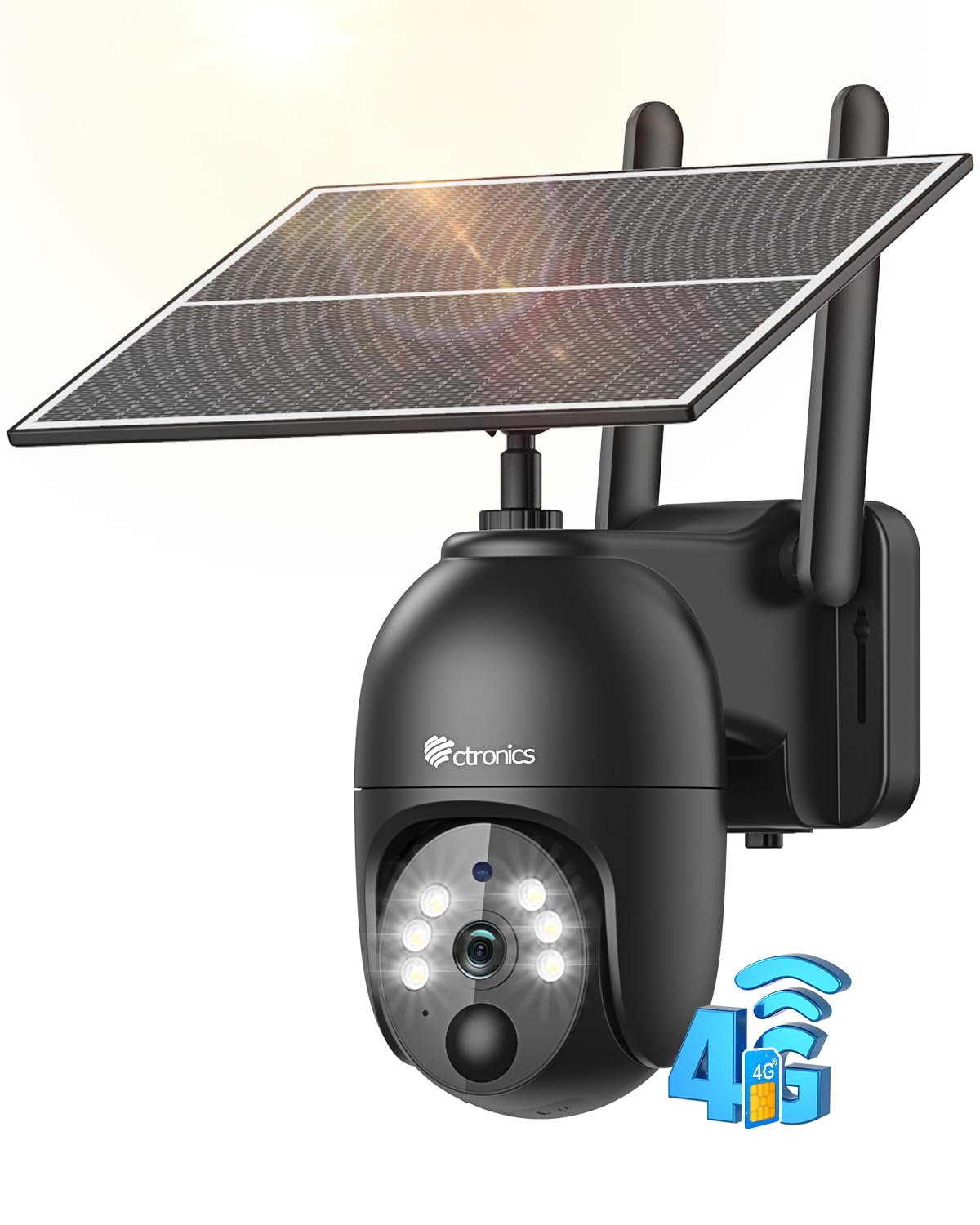 Ctronics 3G/4G LTE Überwachungskamera Aussen Solar mit SIM Karte Kabellos, 2K PTZ IP Ohne WLAN mit Akku, 360° Blickwinkel, Cloud, PC/FTP/Smartphone - de.ctronics