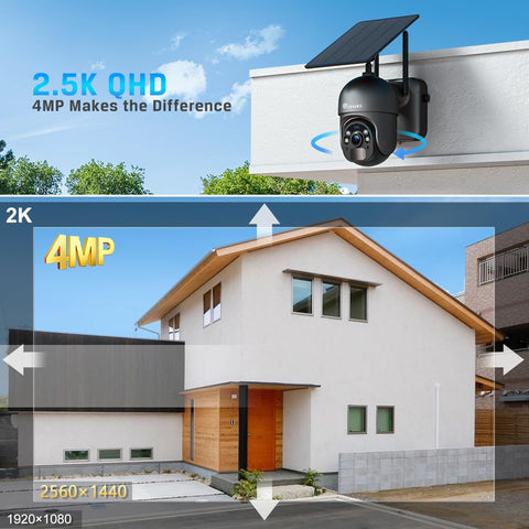 3G/4G LTE Überwachungskamera mit SIM Karte, 355°/90° Outdoor Kamera Solar【2,5K HD, PTZ, IP66】
