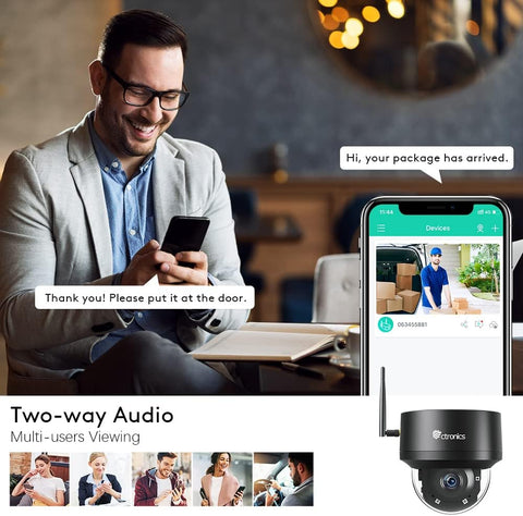 Ctronics 5MP PTZ Überwachungskamera Aussen mit 2,4GHz/5GHz Dualband WiFi, WLAN Dome IP Kamera Outdoor