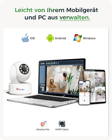 4k 8MP Innen-kamera 2,4/5GHz WIFI,  AI Personen-/Haustiererkennung，360° PTZ , 24/7