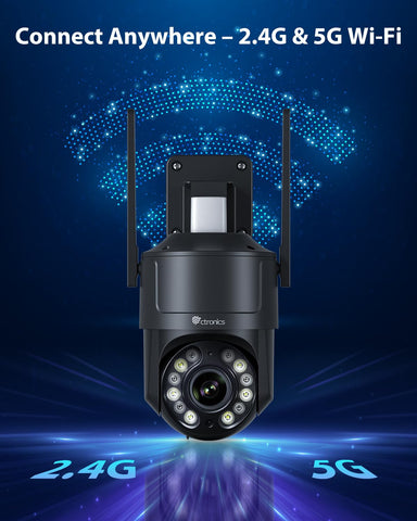 Ctronics 4K Überwachungskamera Aussen, UHD 8MP, Farb-/IR-Nachtsicht mit Starlight 30m, Mensch/Fahrzeug/Haustier