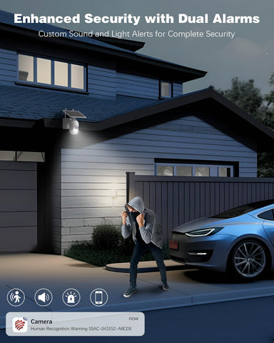 Ctronics 5MP Überwachungskamera Aussen mit 6W Solarpanel, Farbige Nachtsicht mit Spotlight, Solar WLAN Kamera Über PC/Smartphone