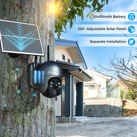 3G/4G LTE Überwachungskamera mit SIM Karte, 355°/90° Outdoor Kamera Solar【2,5K HD, PTZ, IP66】