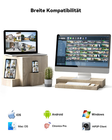 Ctronics 4K 8MP Überwachungskamera Aussen WLAN, PTZ Kamera Outdoor mit Personen/Fahrzeug/Tiererkennung, 2,4/5GHz WLAN, 4K Farbnachtsicht