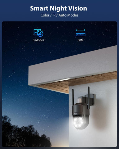 Ctronics 4K Überwachungskamera Aussen, UHD 8MP, Farb-/IR-Nachtsicht mit Starlight 30m, Mensch/Fahrzeug/Haustier