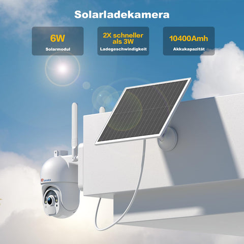 3G/4G LTE Überwachungskamera mit SIM Karte, 355°/90° Outdoor Kamera Solar【2,5K HD, PTZ, IP66】