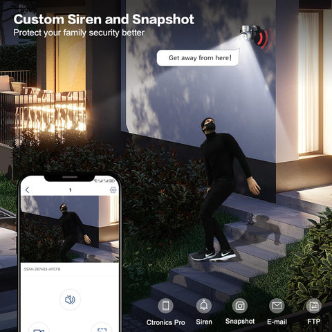ctronics 3G/4G LTE Überwachungskamera Aussen mit SIM Karte, PTZ IP Kamera, 30M Farb-Nachtsicht, 355°/90° Schwenkbar