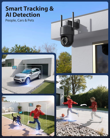 Ctronics 4K Überwachungskamera Aussen, UHD 8MP, Farb-/IR-Nachtsicht mit Starlight 30m, Mensch/Fahrzeug/Haustier