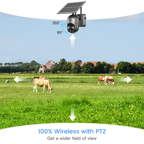 3G/4G LTE Überwachungskamera mit SIM Karte, 355°/90° Outdoor Kamera Solar【2,5K HD, PTZ, IP66】