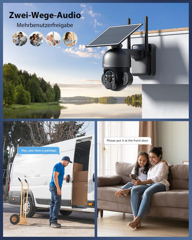 Ctronics 4MP/5MP 100% drahtlose Solarpanel-PTZ-Kamera mit PIR-Sensor zur Personenerkennung